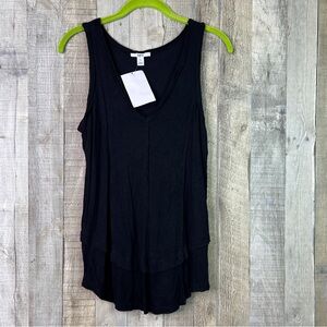 Bar 3 Small Black V-Neck Tank Top Raw Rough unfinished Hem
